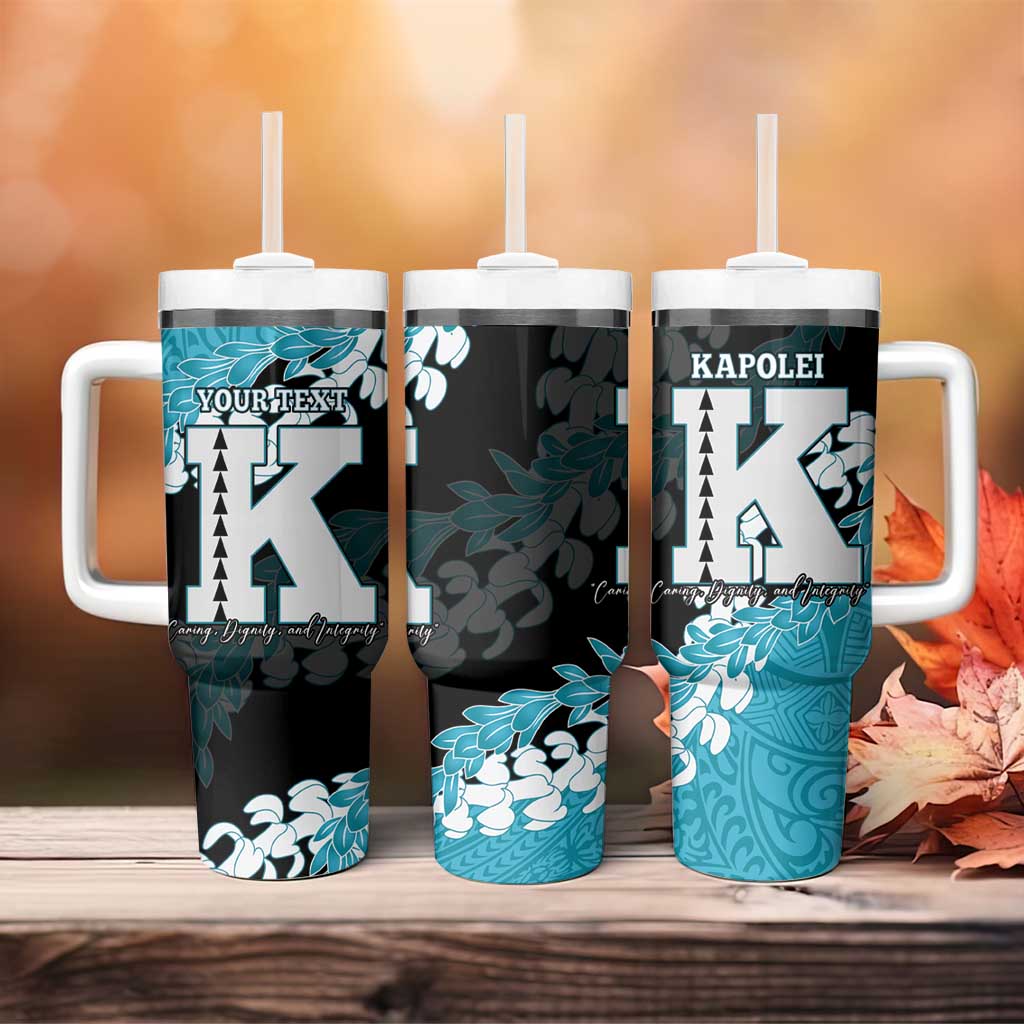 Personalized Kapolei Hawaii High School Tumbler With Handle Puakenikeni Lei Hawaiian Pattern - Polynesian Pride