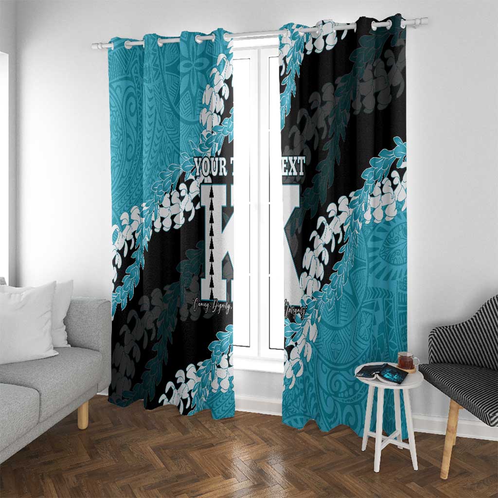 Personalized Kapolei Hawaii High School Window Curtain Puakenikeni Lei Hawaiian Pattern - Polynesian Pride