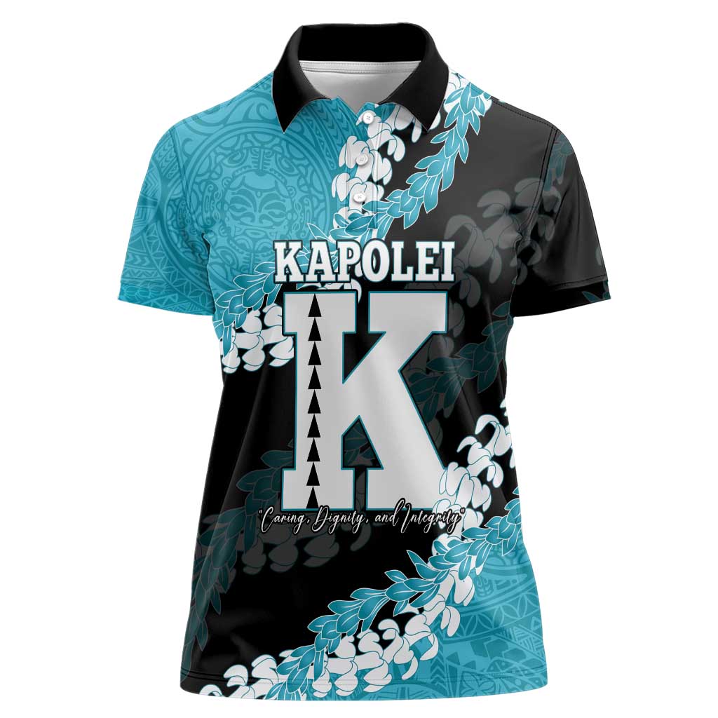 Personalized Kapolei Hawaii High School Women Polo Shirt Puakenikeni Lei Hawaiian Pattern - Polynesian Pride