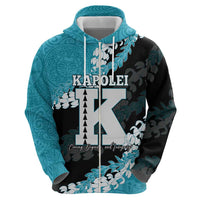 Personalized Kapolei Hawaii High School Zip Hoodie Puakenikeni Lei Hawaiian Pattern - Polynesian Pride