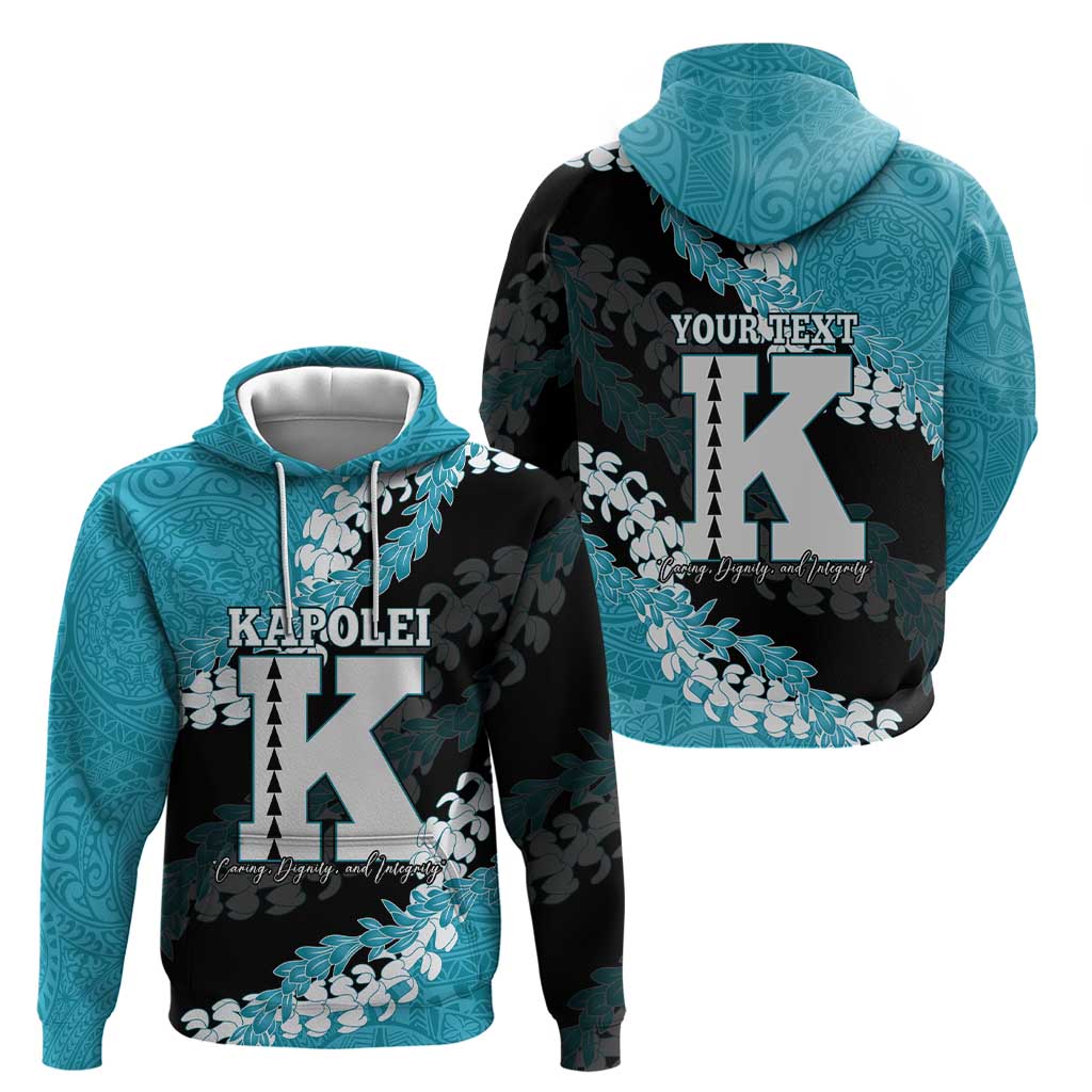 Personalized Kapolei Hawaii High School Zip Hoodie Puakenikeni Lei Hawaiian Pattern - Polynesian Pride