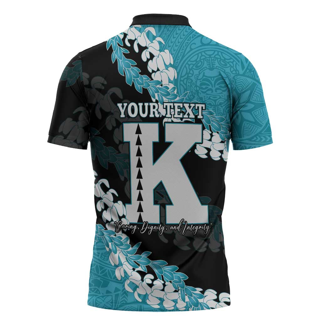 Personalized Kapolei Hawaii High School Zipper Polo Shirt Puakenikeni Lei Hawaiian Pattern - Polynesian Pride