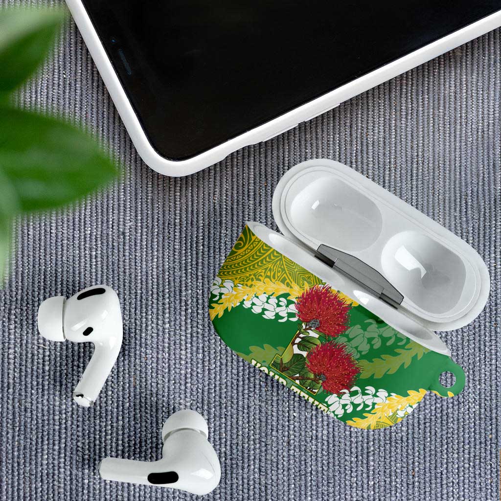 Personalized Leilehua Hawaii High School AirPods Case Puakenikeni Lei Hawaiian Pattern - Polynesian Pride