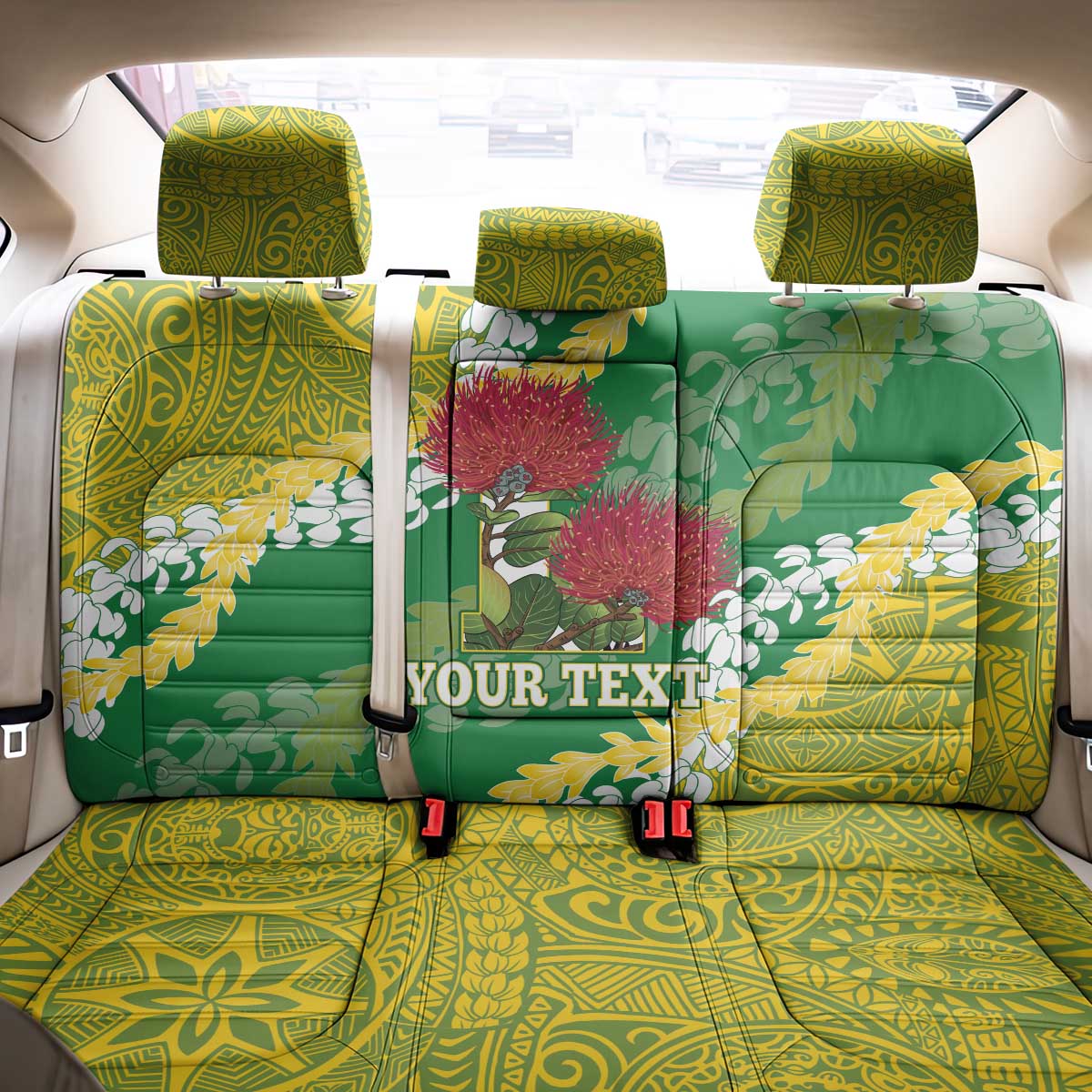 Personalized Leilehua Hawaii High School Back Car Seat Cover Puakenikeni Lei Hawaiian Pattern - Polynesian Pride