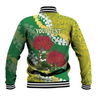 Personalized Leilehua Hawaii High School Baseball Jacket Puakenikeni Lei Hawaiian Pattern - Polynesian Pride