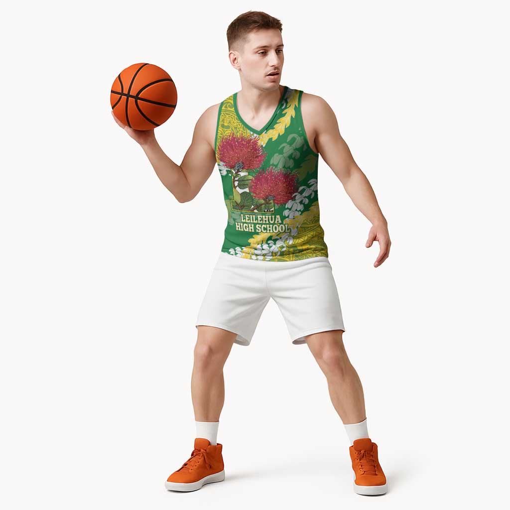 Personalized Leilehua Hawaii High School Basketball Jersey Puakenikeni Lei Hawaiian Pattern - Polynesian Pride
