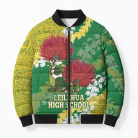 Personalized Leilehua Hawaii High School Bomber Puffer Jacket Puakenikeni Lei Hawaiian Pattern - Polynesian Pride