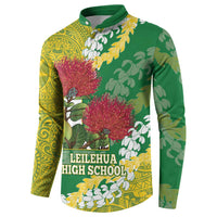 Personalized Leilehua Hawaii High School Button Sweatshirt Puakenikeni Lei Hawaiian Pattern - Polynesian Pride
