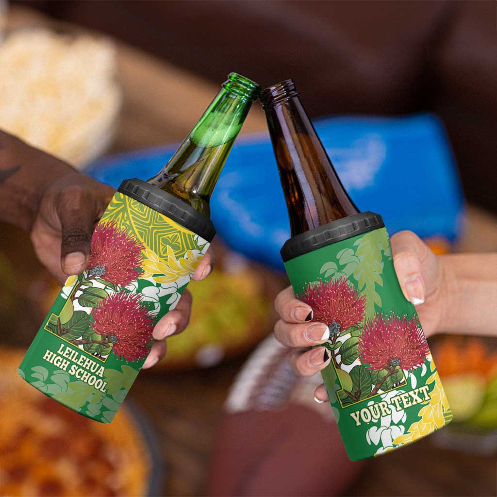 Personalized Leilehua Hawaii High School 4 in 1 Can Cooler Tumbler Puakenikeni Lei Hawaiian Pattern - Polynesian Pride