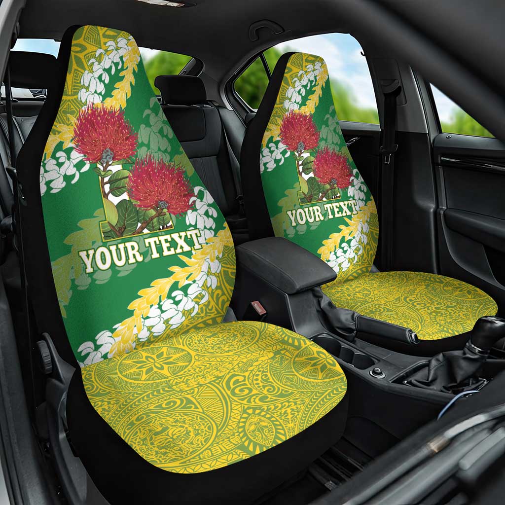 Personalized Leilehua Hawaii High School Car Seat Cover Puakenikeni Lei Hawaiian Pattern - Polynesian Pride