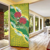 Personalized Leilehua Hawaii High School Door Cover Puakenikeni Lei Hawaiian Pattern - Polynesian Pride