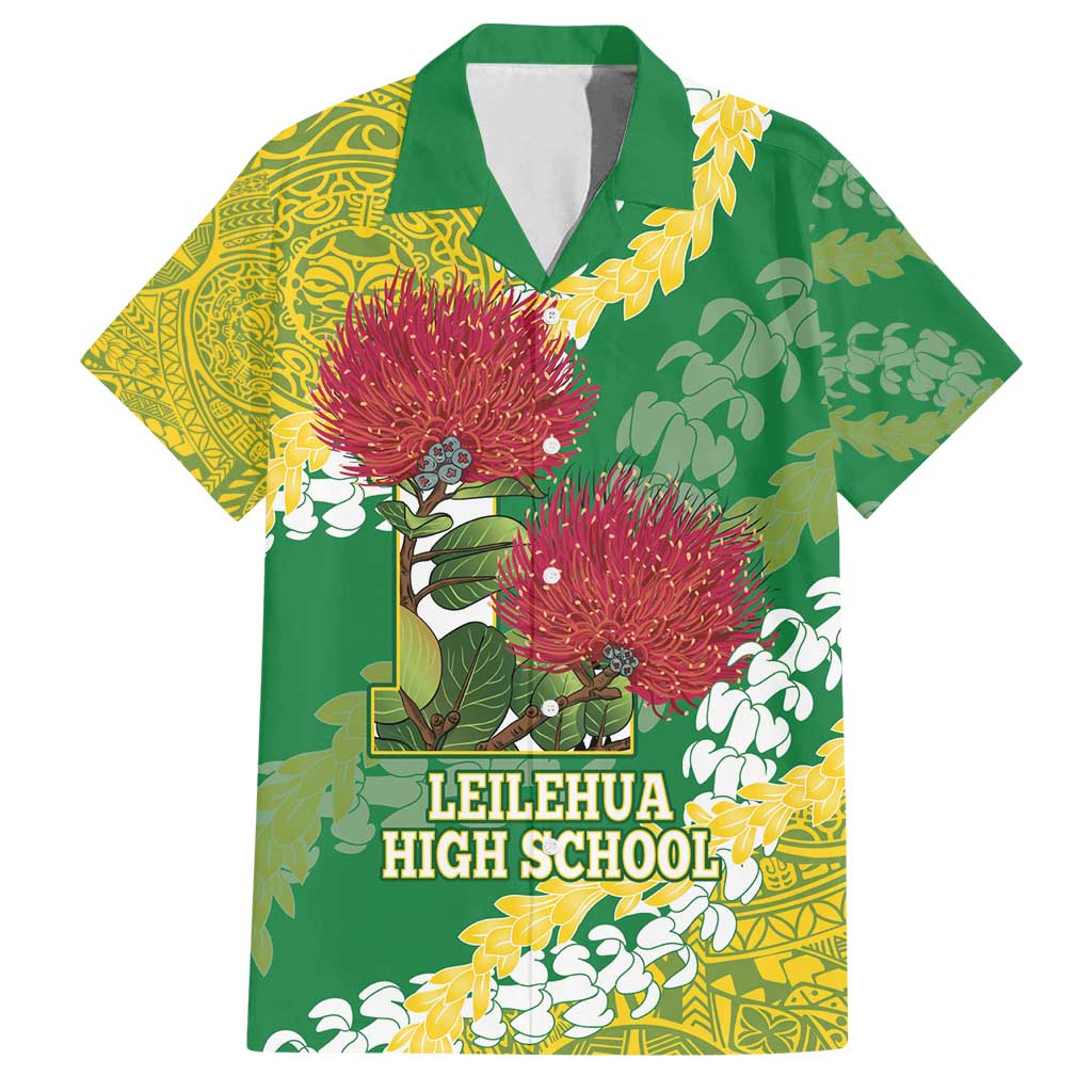 Personalized Leilehua Hawaii High School Family Matching Tank Maxi Dress and Hawaiian Shirt Puakenikeni Lei Hawaiian Pattern - Polynesian Pride