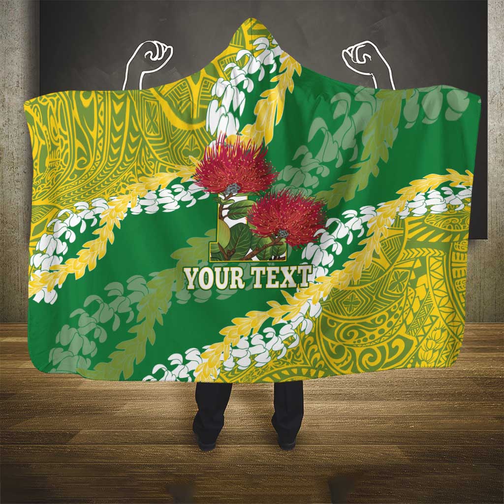 Personalized Leilehua Hawaii High School Hooded Blanket Puakenikeni Lei Hawaiian Pattern - Polynesian Pride