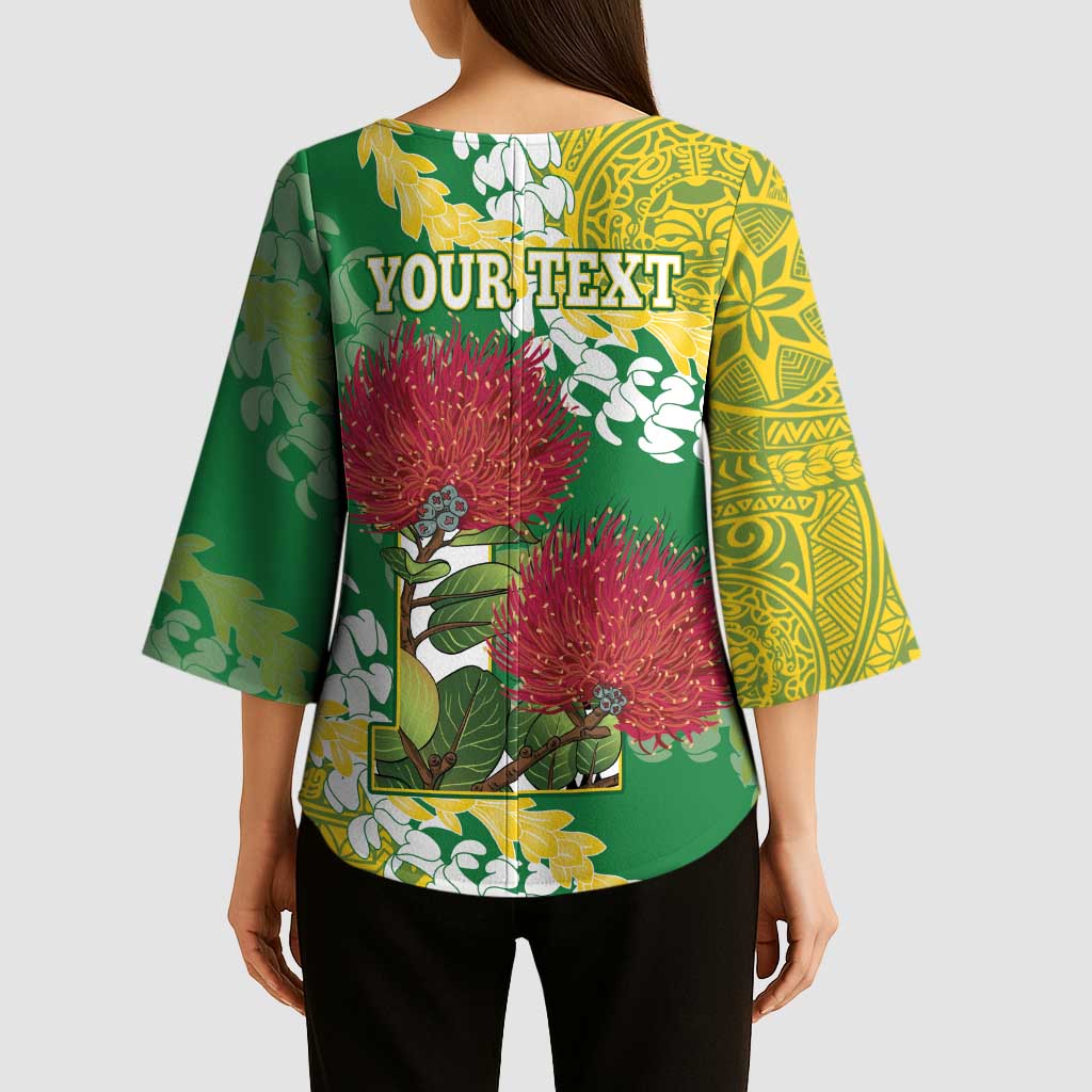 Personalized Leilehua Hawaii High School Kimono Sleeve Blouse Puakenikeni Lei Hawaiian Pattern - Polynesian Pride