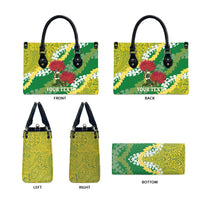 Personalized Leilehua Hawaii High School Leather Bag Puakenikeni Lei Hawaiian Pattern - Polynesian Pride