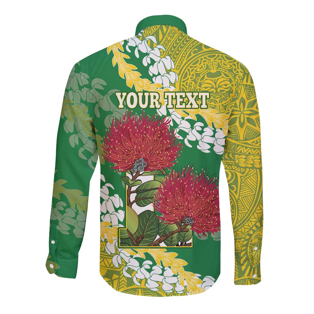 Personalized Leilehua Hawaii High School Long Sleeve Button Shirt Puakenikeni Lei Hawaiian Pattern - Polynesian Pride