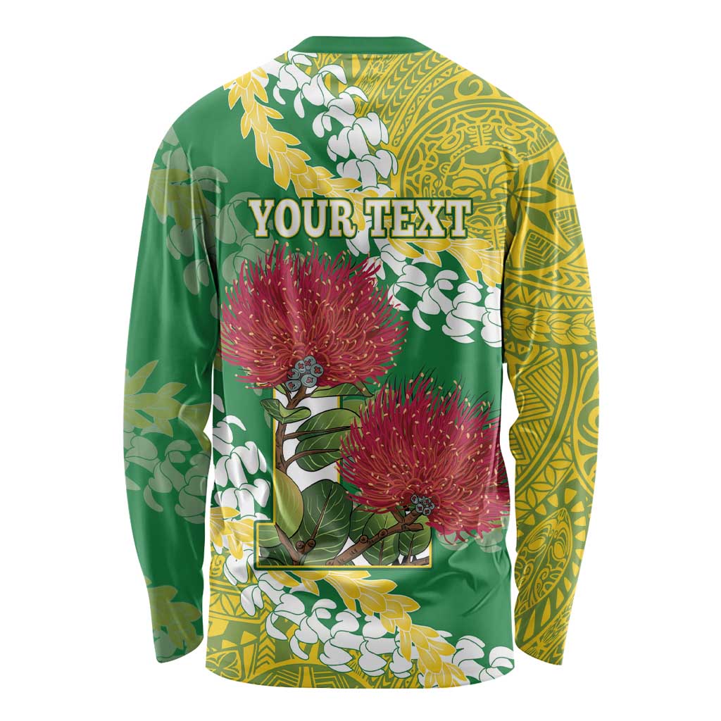 Personalized Leilehua Hawaii High School Long Sleeve Shirt Puakenikeni Lei Hawaiian Pattern - Polynesian Pride