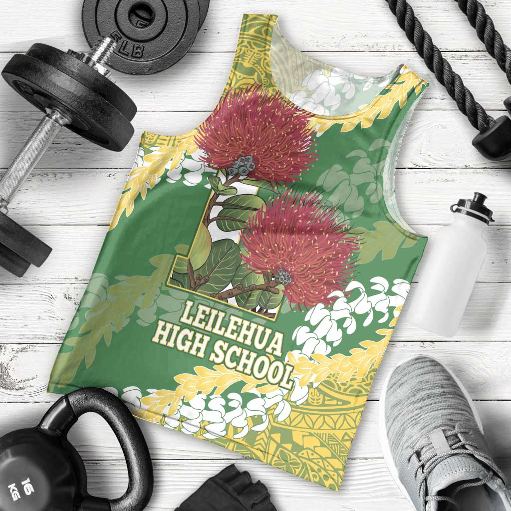 Personalized Leilehua Hawaii High School Men Tank Top Puakenikeni Lei Hawaiian Pattern - Polynesian Pride