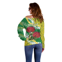 Personalized Leilehua Hawaii High School Off Shoulder Sweater Puakenikeni Lei Hawaiian Pattern - Polynesian Pride