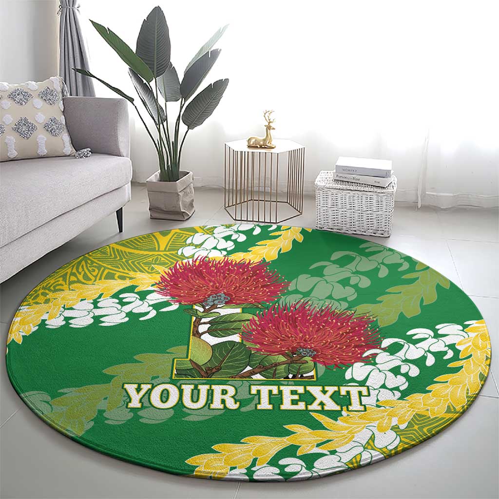 Personalized Leilehua Hawaii High School Round Carpet Puakenikeni Lei Hawaiian Pattern - Polynesian Pride