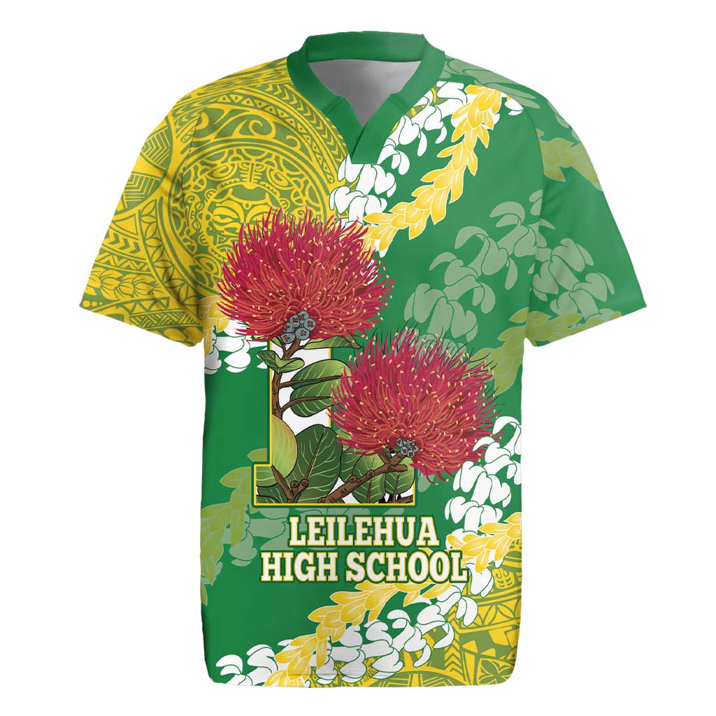 Personalized Leilehua Hawaii High School Rugby Jersey Puakenikeni Lei Hawaiian Pattern - Polynesian Pride