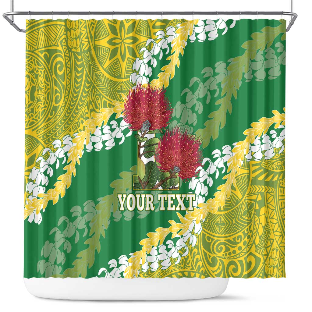 Personalized Leilehua Hawaii High School Shower Curtain Puakenikeni Lei Hawaiian Pattern - Polynesian Pride