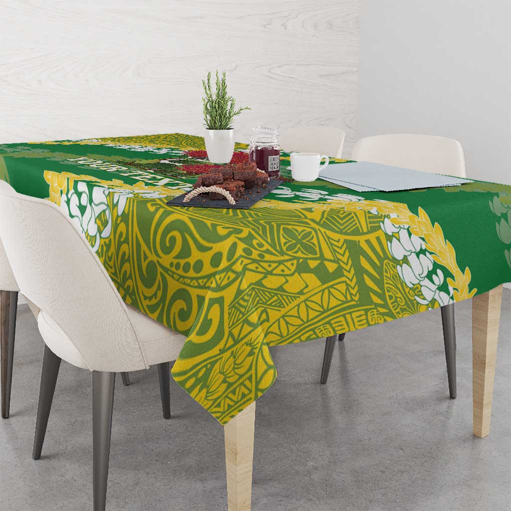 Personalized Leilehua Hawaii High School Tablecloth Puakenikeni Lei Hawaiian Pattern - Polynesian Pride