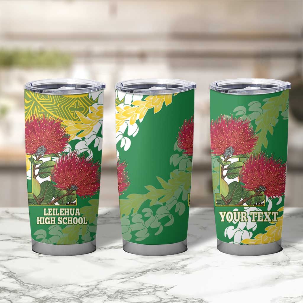 Personalized Leilehua Hawaii High School Tumbler Cup Puakenikeni Lei Hawaiian Pattern - Polynesian Pride