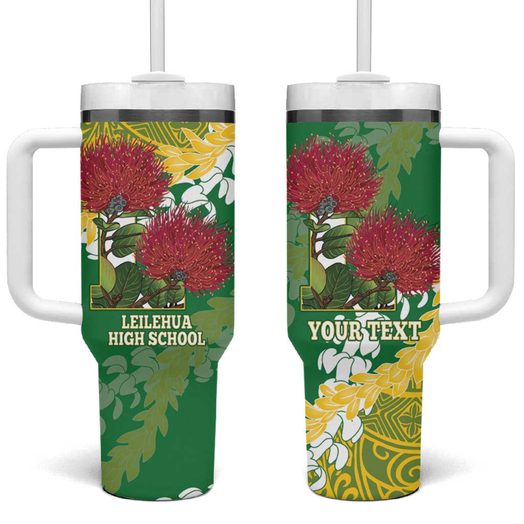 Personalized Leilehua Hawaii High School Tumbler With Handle Puakenikeni Lei Hawaiian Pattern - Polynesian Pride