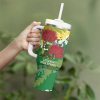 Personalized Leilehua Hawaii High School Tumbler With Handle Puakenikeni Lei Hawaiian Pattern - Polynesian Pride