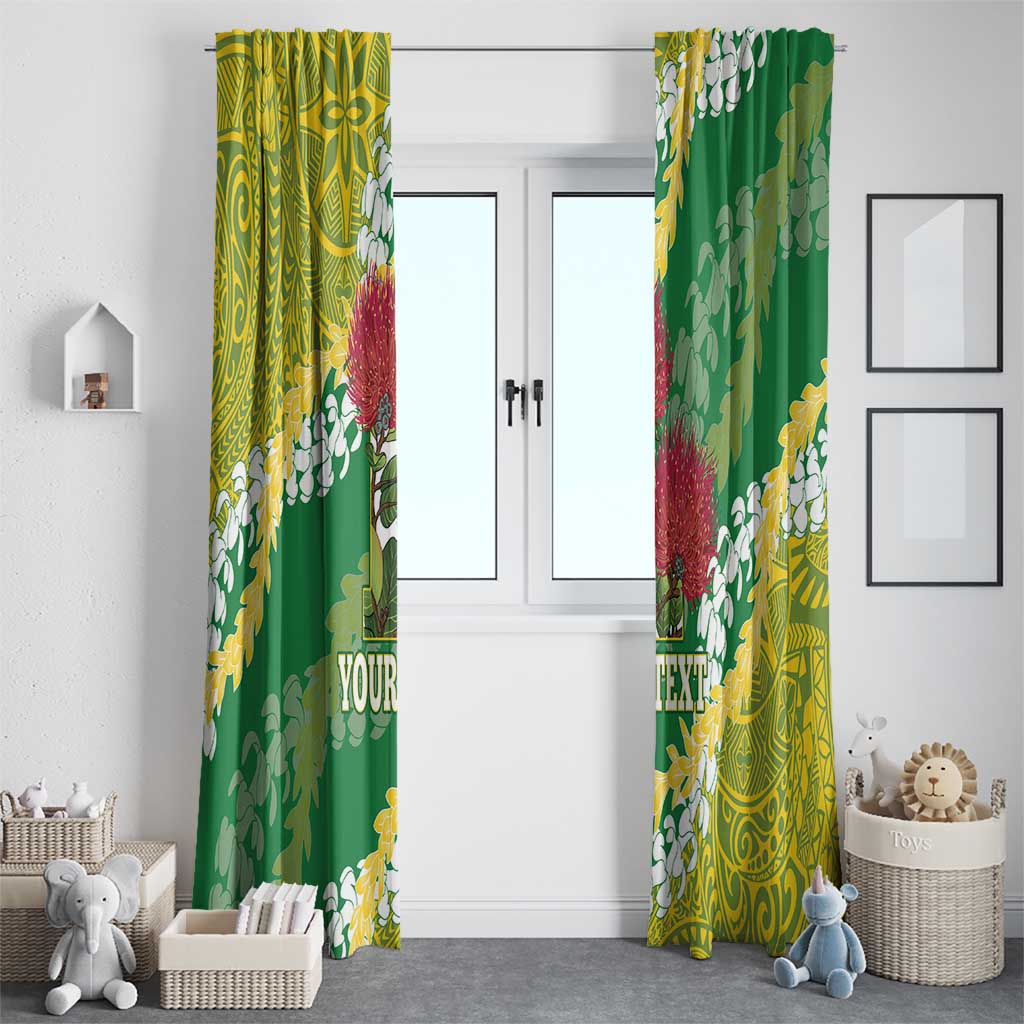 Personalized Leilehua Hawaii High School Window Curtain Puakenikeni Lei Hawaiian Pattern - Polynesian Pride