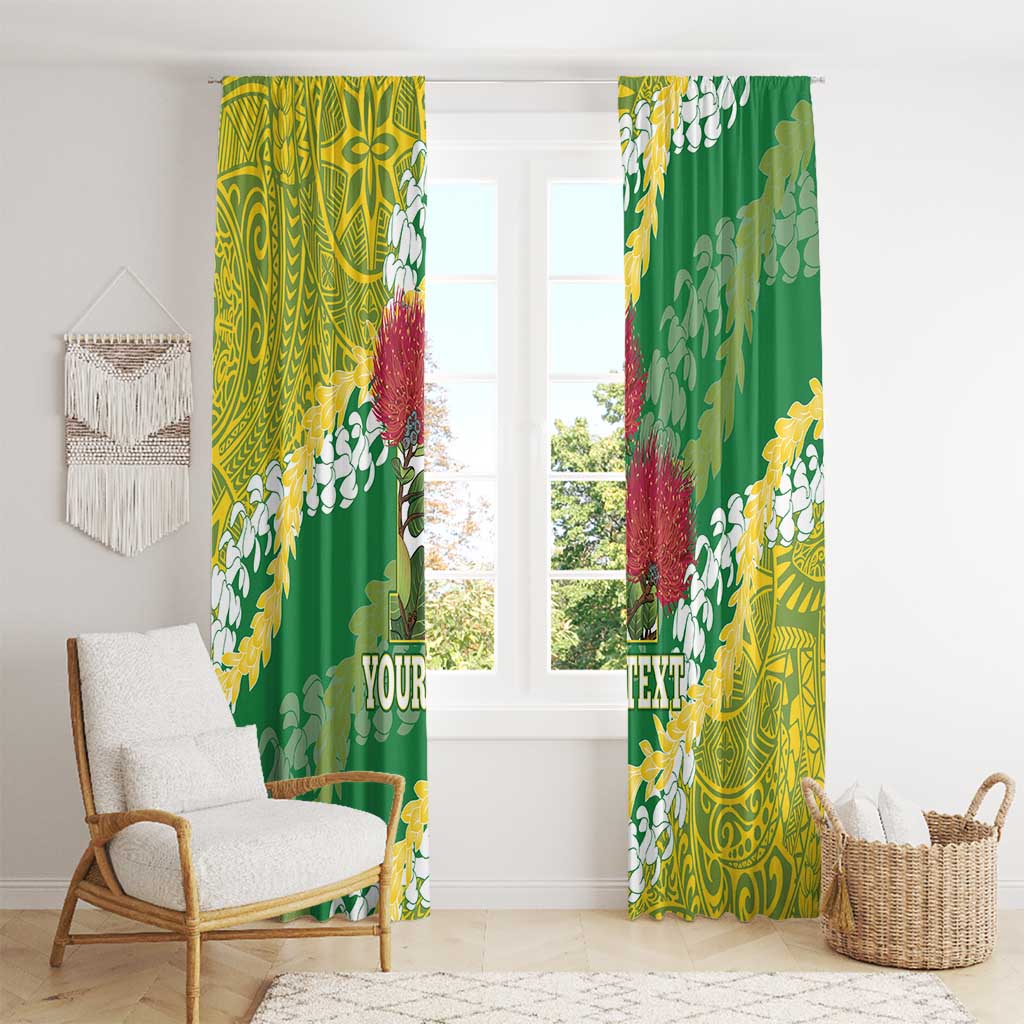Personalized Leilehua Hawaii High School Window Curtain Puakenikeni Lei Hawaiian Pattern - Polynesian Pride