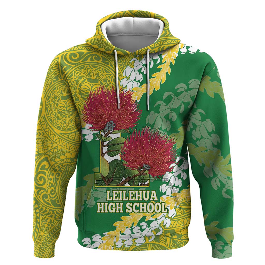 Personalized Leilehua Hawaii High School Zip Hoodie Puakenikeni Lei Hawaiian Pattern - Polynesian Pride