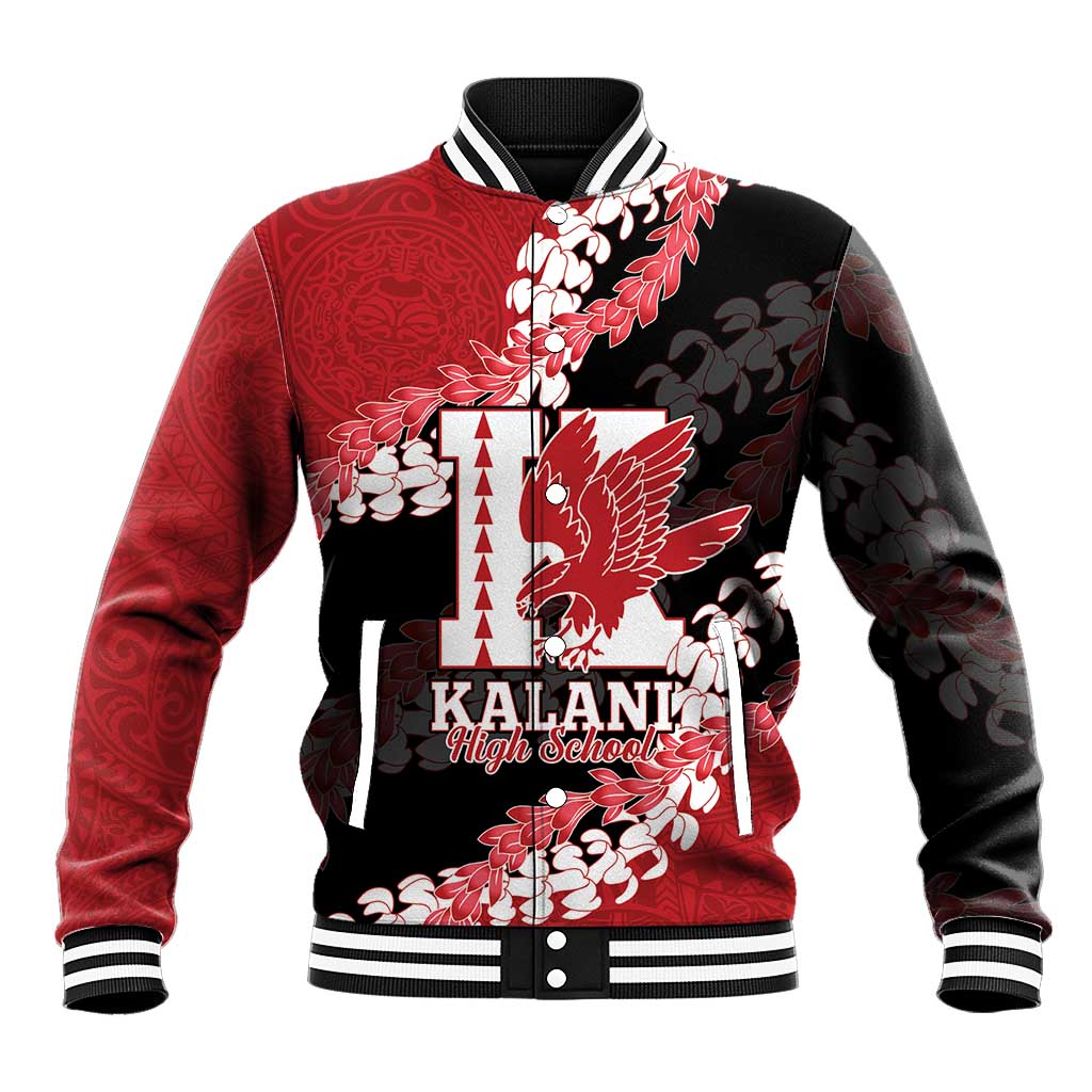 Personalized Kalani Hawaii High School Baseball Jacket Puakenikeni Lei Hawaiian Pattern - Polynesian Pride