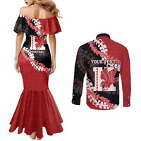 Personalized Kalani Hawaii High School Couples Matching Mermaid Dress and Long Sleeve Button Shirt Puakenikeni Lei Hawaiian Pattern - Polynesian Pride