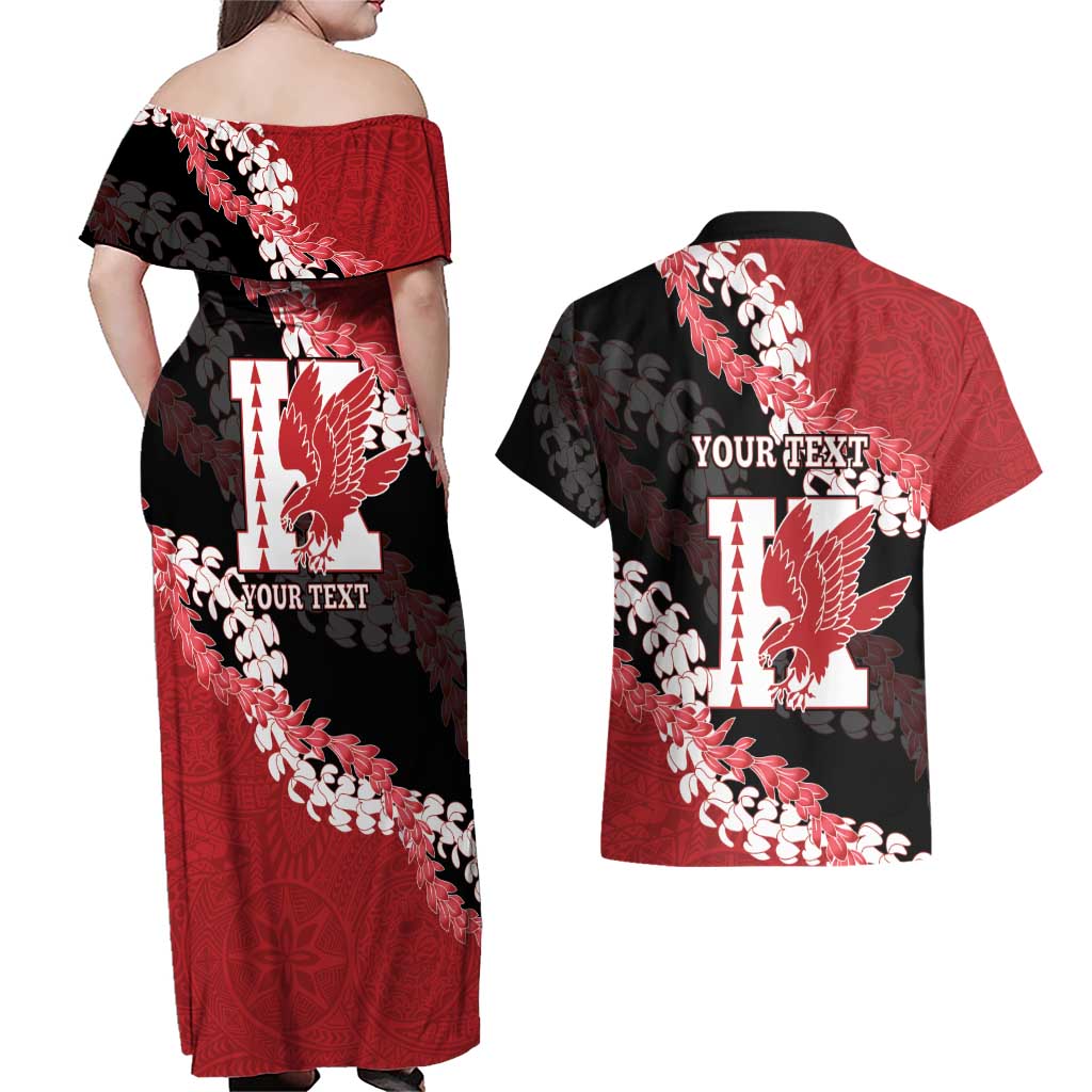 Personalized Kalani Hawaii High School Couples Matching Off Shoulder Maxi Dress and Hawaiian Shirt Puakenikeni Lei Hawaiian Pattern - Polynesian Pride