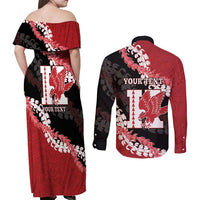 Personalized Kalani Hawaii High School Couples Matching Off Shoulder Maxi Dress and Long Sleeve Button Shirt Puakenikeni Lei Hawaiian Pattern - Polynesian Pride