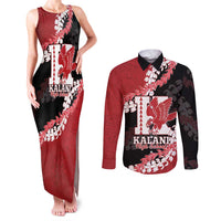 Personalized Kalani Hawaii High School Couples Matching Tank Maxi Dress and Long Sleeve Button Shirt Puakenikeni Lei Hawaiian Pattern - Polynesian Pride