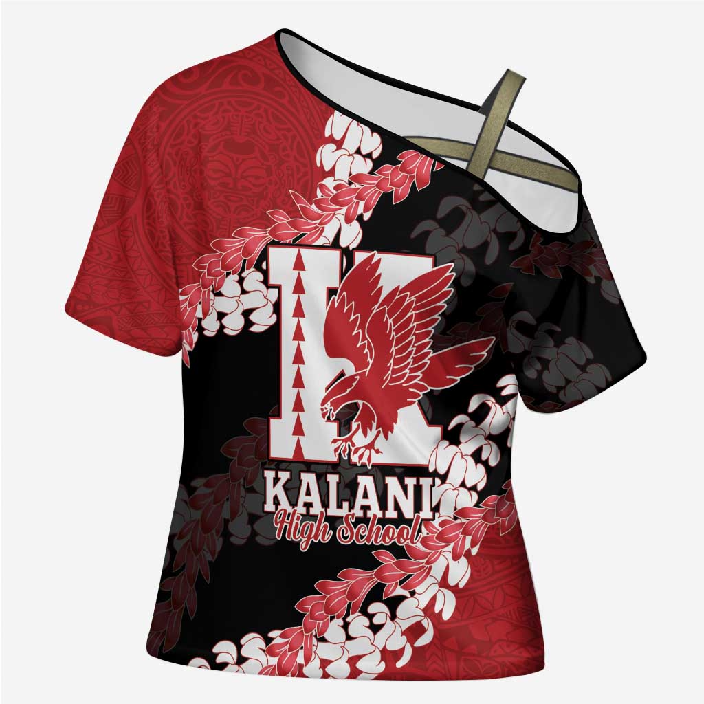 Personalized Kalani Hawaii High School Cross Shoulder Shirt Puakenikeni Lei Hawaiian Pattern - Polynesian Pride