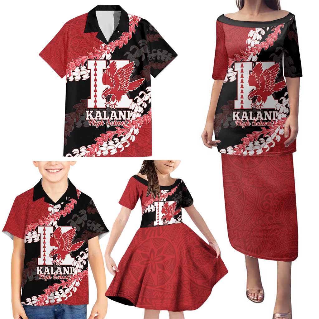 Personalized Kalani Hawaii High School Family Matching Puletasi and Hawaiian Shirt Puakenikeni Lei Hawaiian Pattern - Polynesian Pride