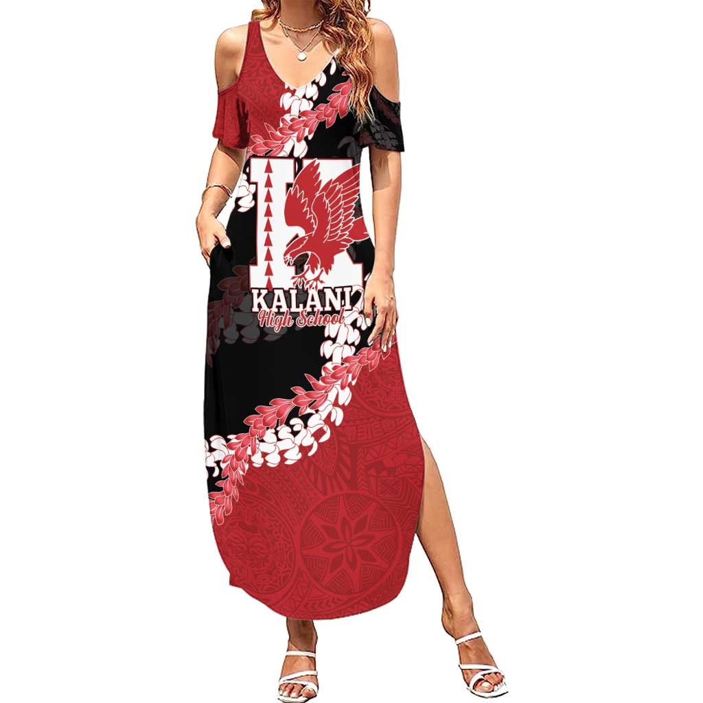 Personalized Kalani Hawaii High School Family Matching Summer Maxi Dress and Hawaiian Shirt Puakenikeni Lei Hawaiian Pattern - Polynesian Pride