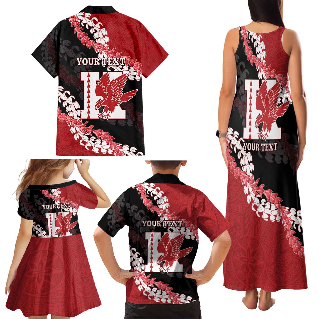 Personalized Kalani Hawaii High School Family Matching Tank Maxi Dress and Hawaiian Shirt Puakenikeni Lei Hawaiian Pattern - Polynesian Pride