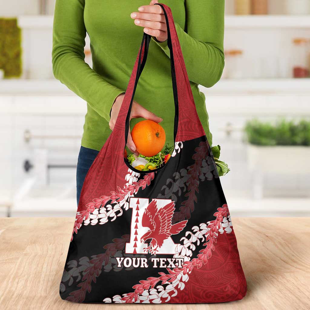 Personalized Kalani Hawaii High School Grocery Bag Puakenikeni Lei Hawaiian Pattern - Polynesian Pride