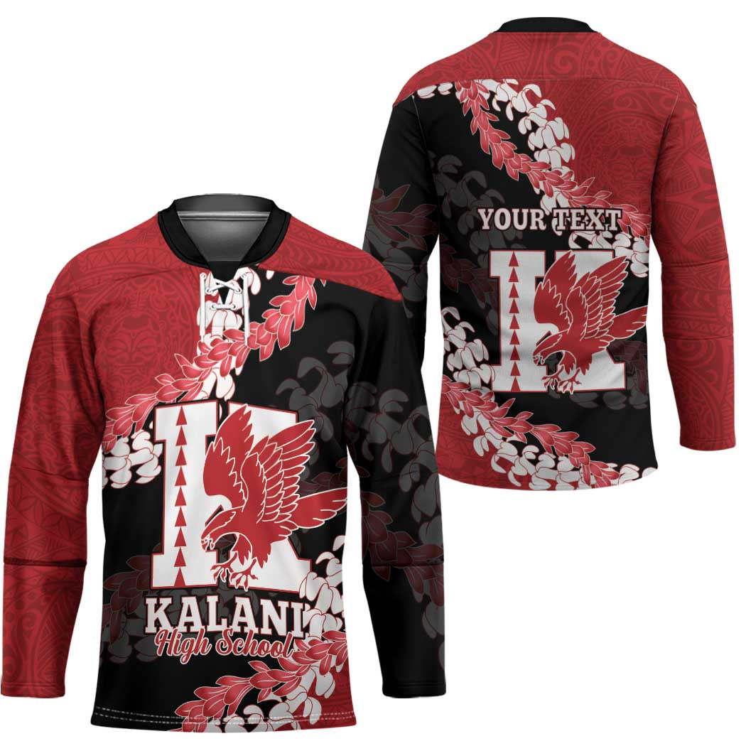 Personalized Kalani Hawaii High School Hockey Jersey Puakenikeni Lei Hawaiian Pattern - Polynesian Pride