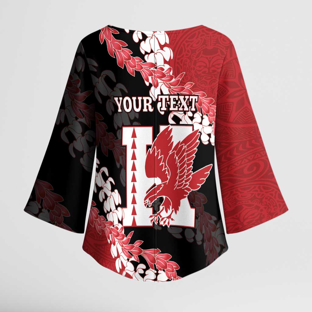 Personalized Kalani Hawaii High School Kimono Sleeve Blouse Puakenikeni Lei Hawaiian Pattern - Polynesian Pride