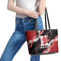 Personalized Kalani Hawaii High School Leather Tote Bag Puakenikeni Lei Hawaiian Pattern - Polynesian Pride