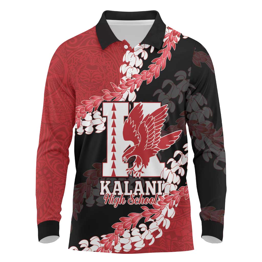 Personalized Kalani Hawaii High School Long Sleeve Polo Shirt Puakenikeni Lei Hawaiian Pattern - Polynesian Pride