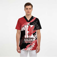 Personalized Kalani Hawaii High School Scrub Top Puakenikeni Lei Hawaiian Pattern - Polynesian Pride