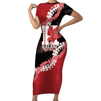 Personalized Kalani Hawaii High School Short Sleeve Bodycon Dress Puakenikeni Lei Hawaiian Pattern - Polynesian Pride