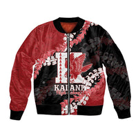Personalized Kalani Hawaii High School Sleeve Zip Bomber Jacket Puakenikeni Lei Hawaiian Pattern - Polynesian Pride